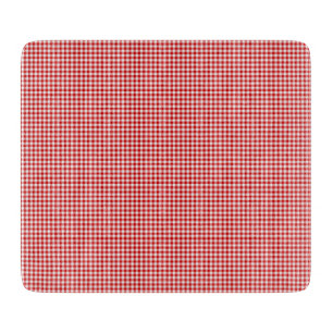 Red-White Gingham-6 x 7 GLASS CUTTING BOARD Schneidebrett