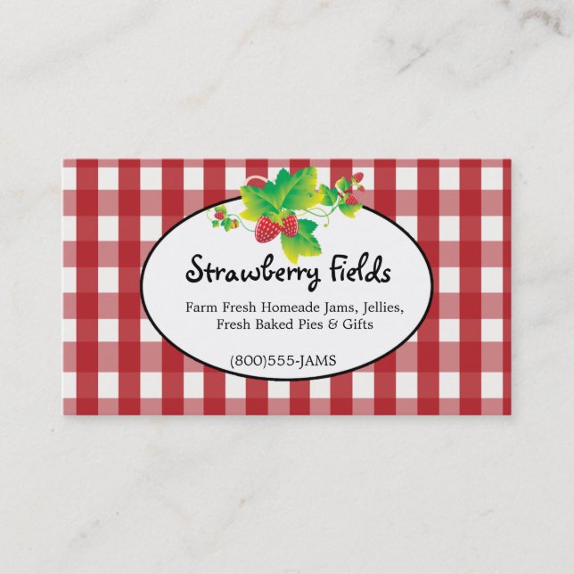 Red & White Gingham Country Business Card - 2 Seit Visitenkarte (Vorderseite)
