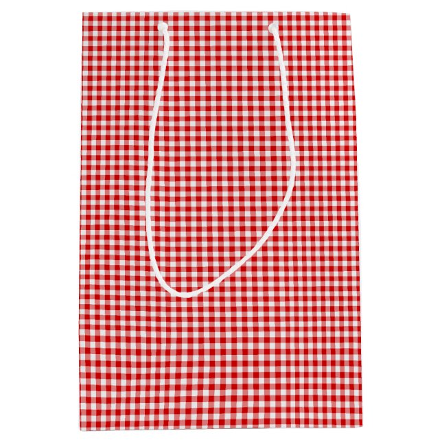 Red-White Gingham-GIFT BAG m Mittlere Geschenktüte (Vorderseite)