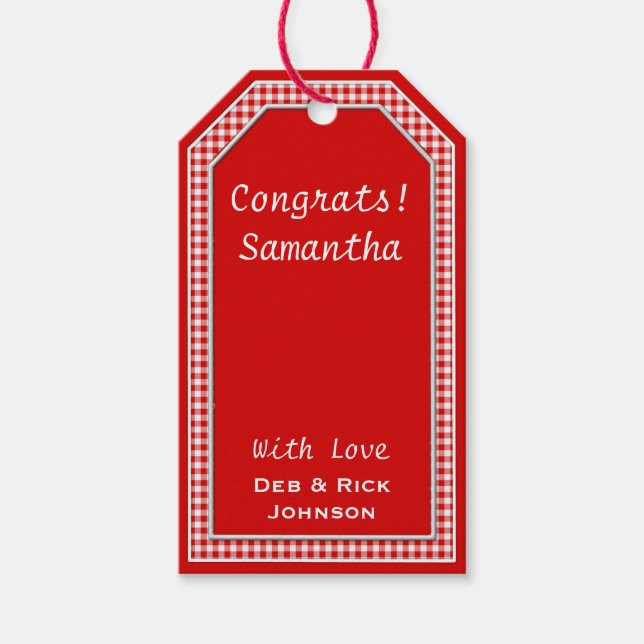 Red-White Gingham-HANG TAG TEMPLATE Geschenkanhänger (Vorderseite)