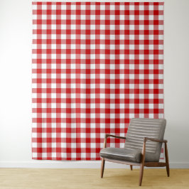 Red & White Gingham Karo Wandteppich