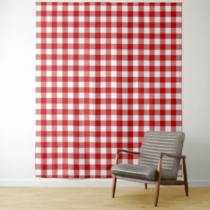 Red & White Gingham Karo Wandteppich