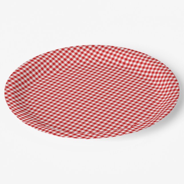Red-White Gingham-PAPER PARTY TELLER (Schrägansicht)