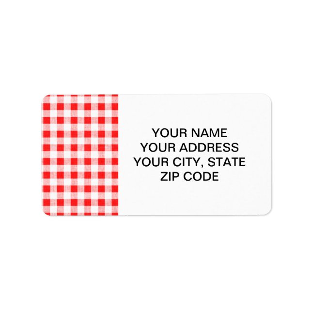 Red White Gingham Pattern Adressaufkleber (Vorne)