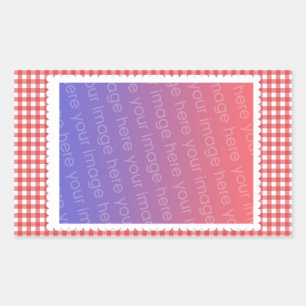 Red White Gingham Pattern Foto Template Sticker