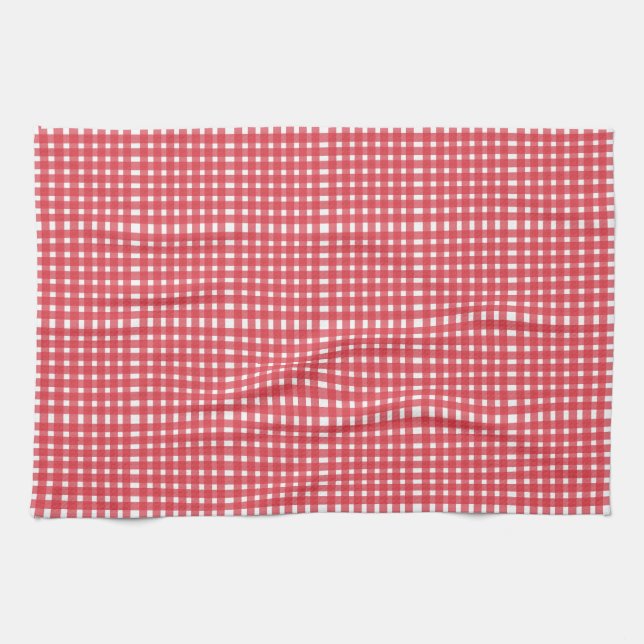 Red White Gingham Pattern Geschirrtuch (Horizontal)
