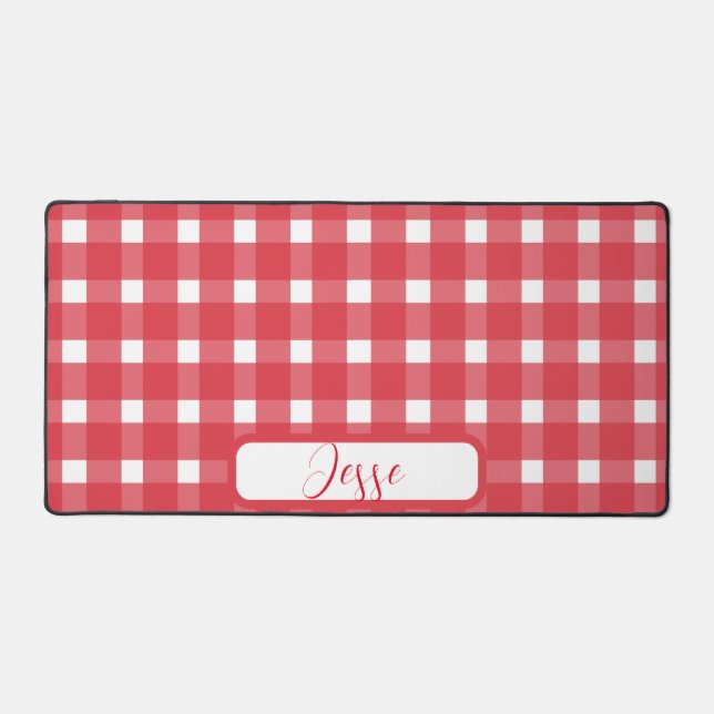 Red White Gingham Pattern Schreibtischunterlage (Vorderseite)