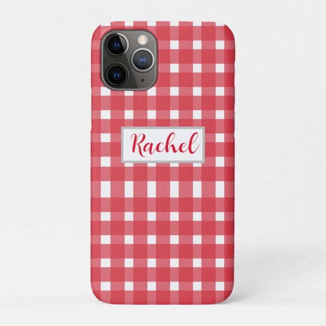 Red White Gingham Personalisiert Case-Mate iPhone Hülle (Rückseite)
