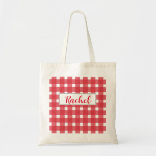 Red White Gingham Personalisiert Tote Bag Tragetasche