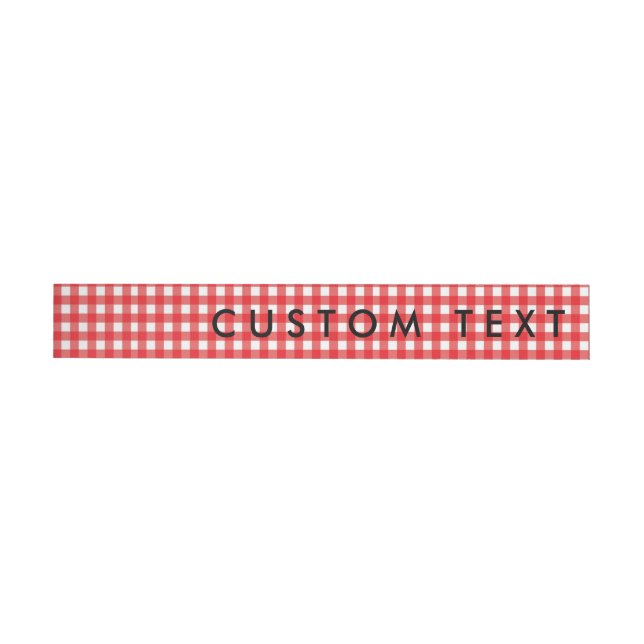Red & White Gingham Wrap rund um Invite Labels Rundum-Adressaufkleber (Person)