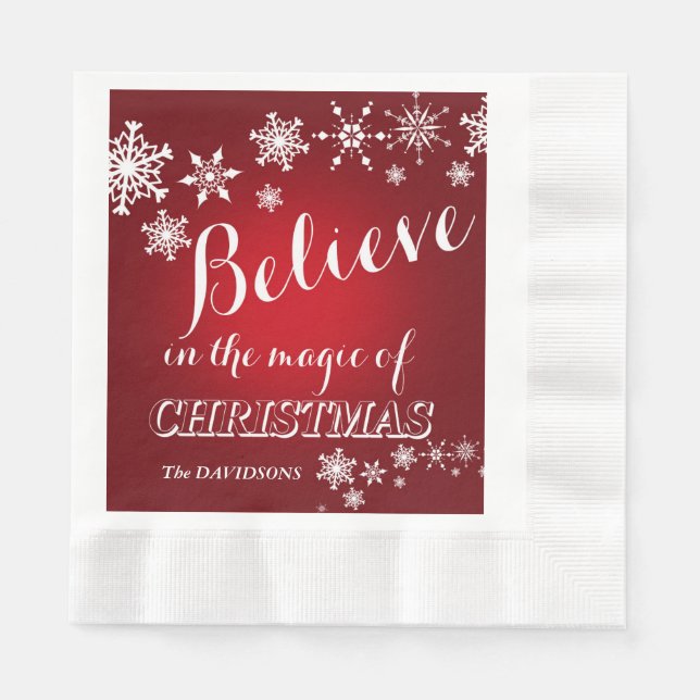 Red White glaubte Weihnachten Party Custom Serviette (Vorderseite)