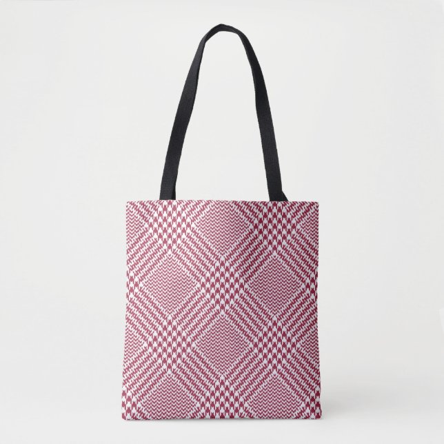 Red White Glen Kariert: Tweed Tartan Tasche (Vorderseite)