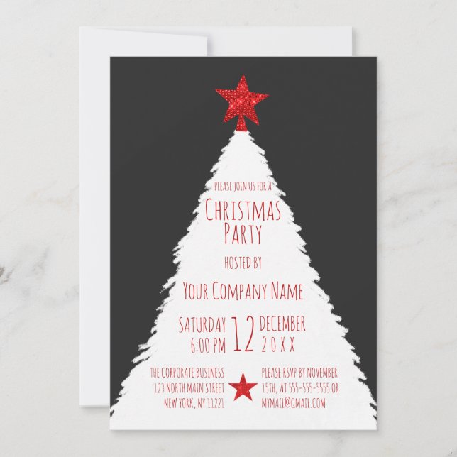 Red White Glitzer Star Trek Corporate Weihnachten Einladung (Vorderseite)