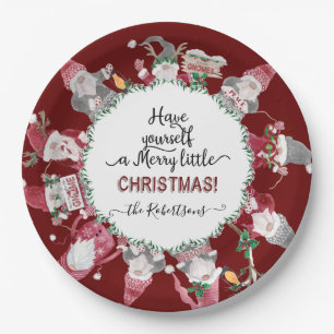Red White Gnomes Merry Kleine Weihnachtsschneefloc Pappteller