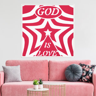 Red & White God is Liebe Star Christlich Wall Art Leinwanddruck