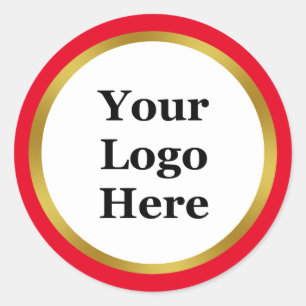 Red White Gold Ihr Logo hier Vorlage Runder Aufkleber
