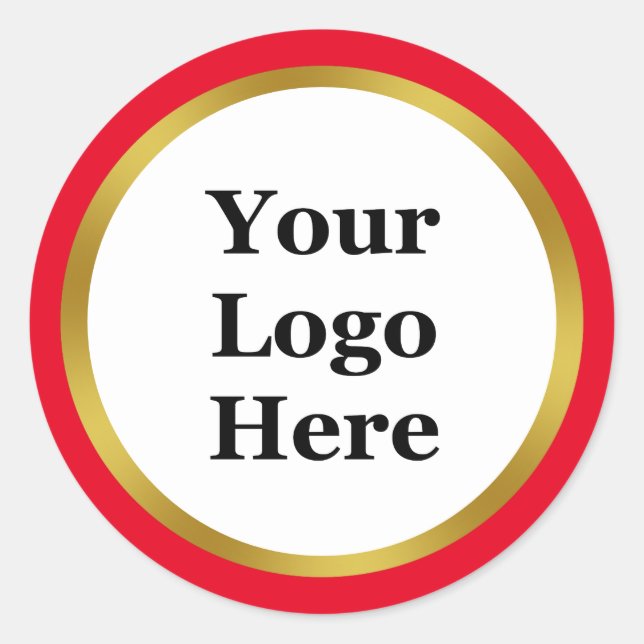 Red White Gold Ihr Logo hier Vorlage Runder Aufkleber (Vorderseite)
