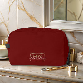 Red White Gold Monogram Name Script Waschbeutel