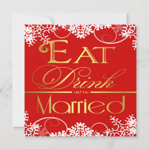 Red White & Gold Snowflake Hochzeit Einladungen