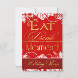 Red White & Gold Snowflake Hochzeitskarten RSVP Karte