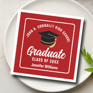 Red White Graduate Custom 2024 Graduation Party Serviette