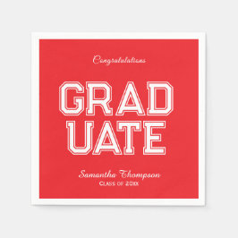 Red & White Graduation Party Napkins Customizable Serviette