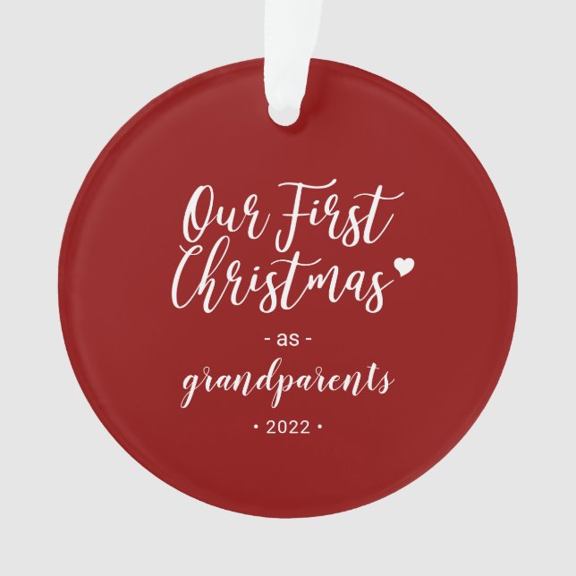 Red & White Grandparents First Christmas Photo Ornament (Vorderseite)