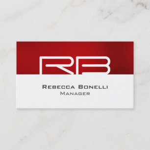 Red White Gray Monogram Manager Business Card Visitenkarte