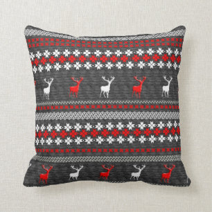 Red White Gray Stag Deer Trendy Modern Pilles Kissen