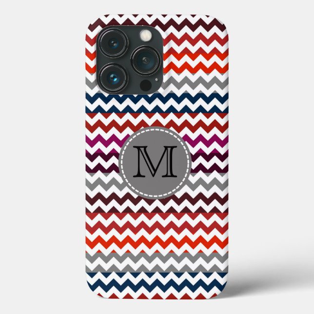 Red White Gray Zickzack Zigzag Monogram Case-Mate iPhone Hülle (Rückseite)