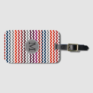 Red White Gray Zickzack Zigzag Monogram Gepäckanhänger