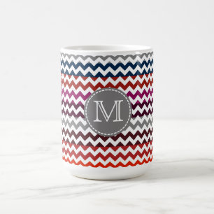 Red White Gray Zickzack Zigzag Monogram Kaffeetasse