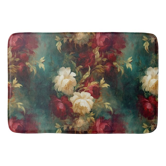 Red White Green Blume Badematte (Vorderseite)