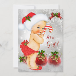 Red White Green Christmas Baby Shower Girl Blonde Einladung