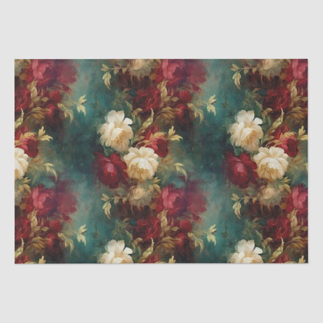 Red White Green Gold Blume Seidenpapier (Vorderseite)