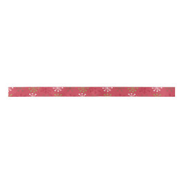 Red White Green Snowflake mit Red Backing Satinband