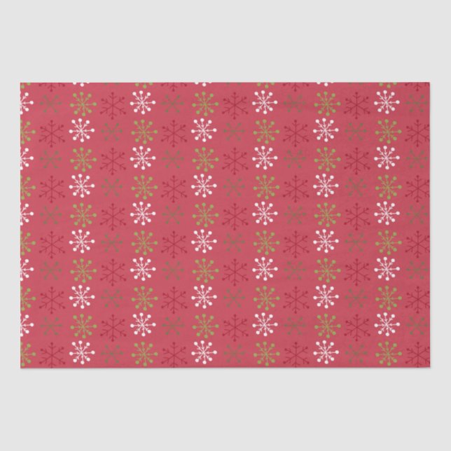 Red White Green Snowflake mit Red Backing Seidenpapier (Vorderseite)