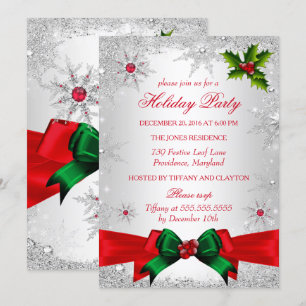 Red White Green Winter Wonderland Holiday Party Einladung