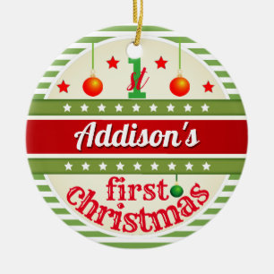 Red White Green / Your Baby's First Christmas Keramik Ornament