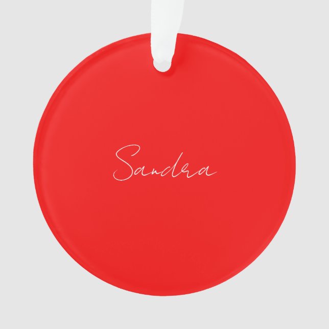 Red White Handschriftlich Minimalistisch Ihren Nam Ornament (Vorderseite)