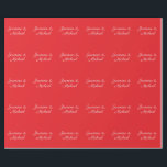 Red & White Handwriting Couple Names Wedding Geschenkpapier<br><div class="desc">Sie können die Schriftart,  Hintergrundbild und Farbe,  Buchstaben und Buchstaben leicht ändern.</div>