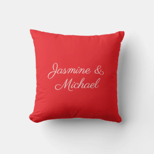 Red & White Handwriting Couple Names Wedding Kissen