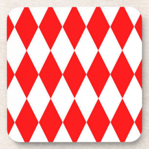 Red White Harlequin Diamonds Schachbretts Design Getränkeuntersetzer