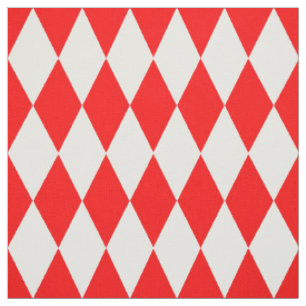 Red White Harlequin Diamonds Schachbretts Design Stoff