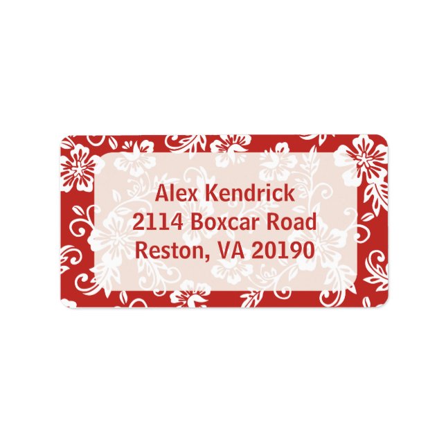 Red/White Hawaiian Address Labels Adressaufkleber (Vorne)