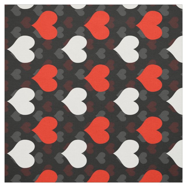 Red White Hearts Black Stoff (Muster)