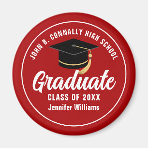 Red White High School Graduate Custom Abschluss Magnet