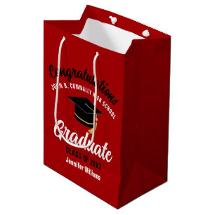 Red White High School Graduate Custom Abschluss Mittlere Geschenktüte