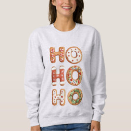 Red White Ho Ho Ho Gingerbrei Keks Weihnachten Sweatshirt