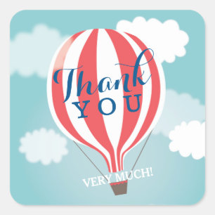 Red White Hot Air Ballon Danke Stickers